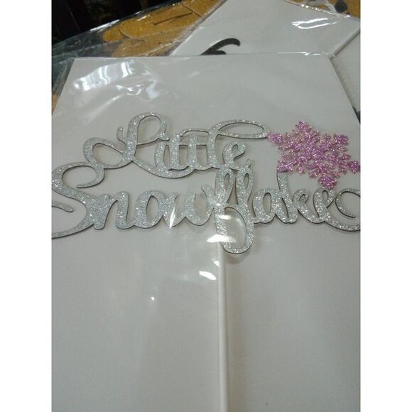 Little Snowflake Cake Topper Baby Shower Birthday Party Baby Girl Glitter - Picture 4 of 6